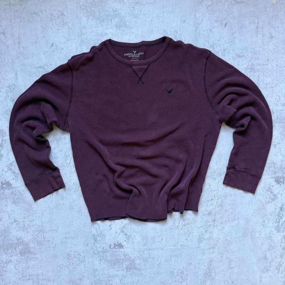 Vintage American Eagle Thermal Shirt Burgundy
